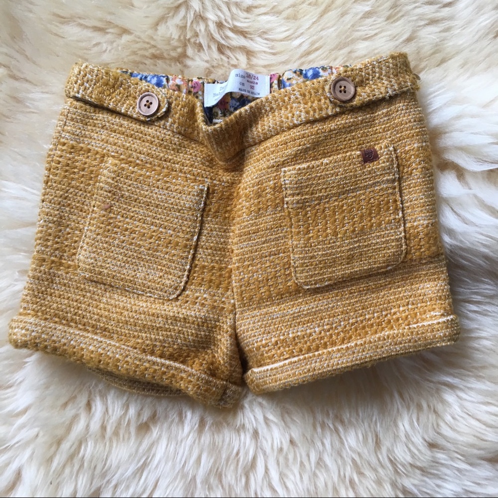 Zara Mustard Shorts 18/24 months